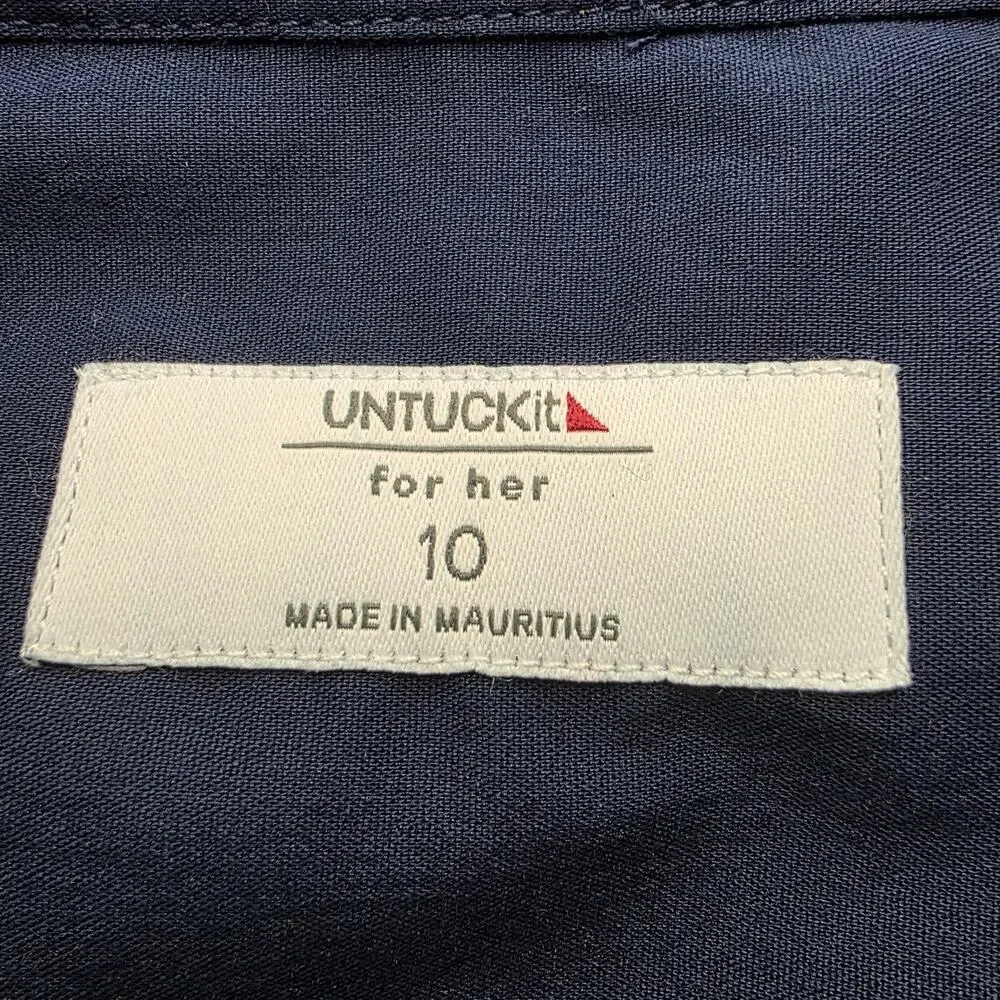 Untuckit For Her Blue Button Down Shirt Size 10